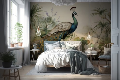 Powerful Peacock photowallpaper Wallpassion