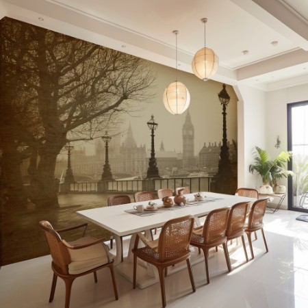 Vintage Retro Picture of Big Ben  Houses of Parliament London photowallpaper Scandiwall