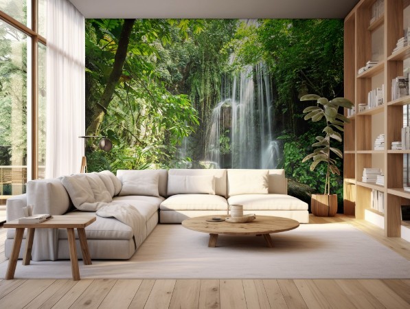 Waterfall in jungle photowallpaper Scandiwall