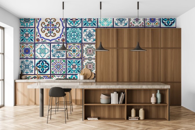 Vector seamless texture Beautiful mega patchwork pattern for design and fashion with decorative elements photowallpaper Scandiwall