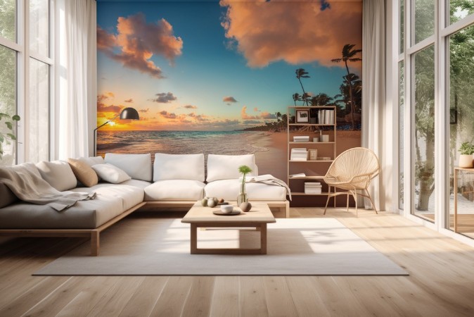 Sunrise over the beach photowallpaper Scandiwall