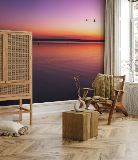 Neusiedlersee Illmitz bei Sonnenuntergang photowallpaper Scandiwall