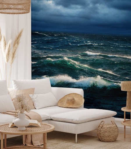 Breaking Waves at Rising Storm photowallpaper Scandiwall