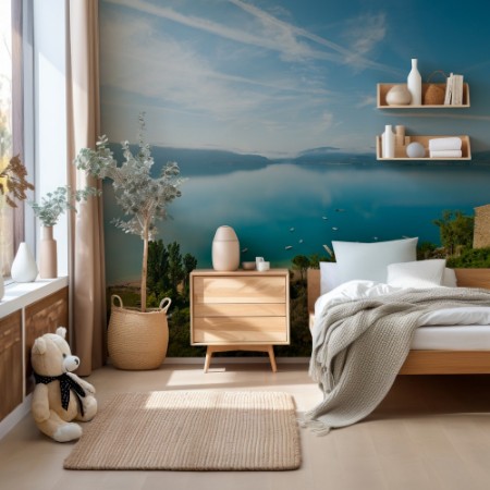 Vue sur le lac de Sainte-Croix depuis le village Sainte-Croix-du-Verdon photowallpaper Scandiwall