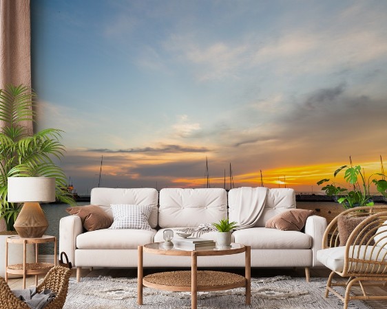 Couch de soleil sur le port de Colonia de Sacramento en Uruguay photowallpaper Scandiwall