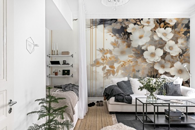 Contrasting Flowers photowallpaper Wallpassion