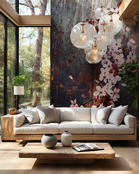 Spring Cherry blossoms photowallpaper Scandiwall