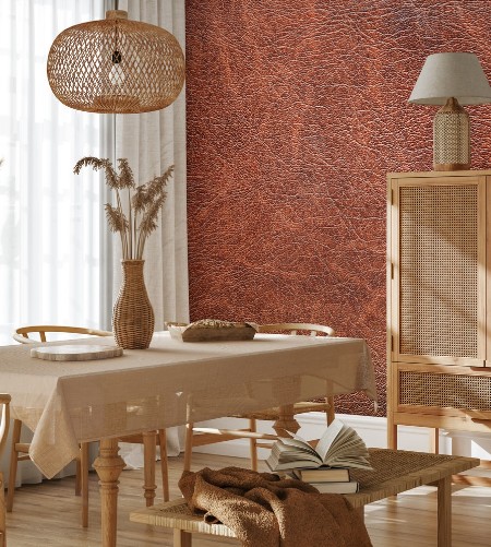 Background of red vintage leather grunge photowallpaper Scandiwall