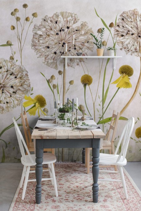 Alliums and heleniums photowallpaper Scandiwall