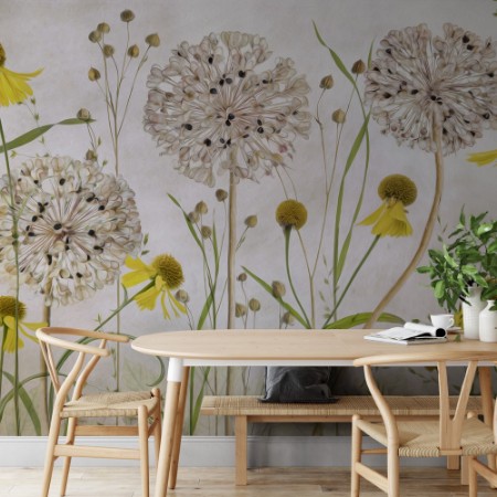 Alliums and heleniums photowallpaper Scandiwall