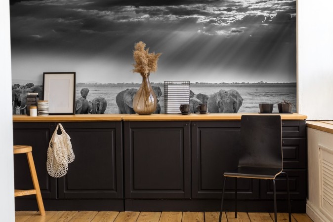 Breakfast with pachyderms photowallpaper Scandiwall