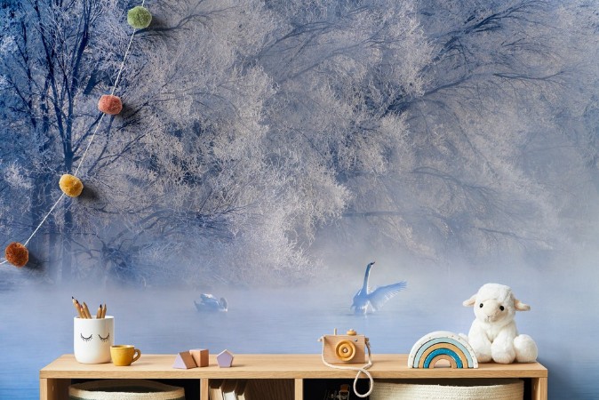 Swan lake photowallpaper Scandiwall