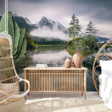 Rainy Morning at Hintersee photowallpaper Scandiwall