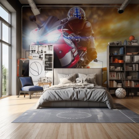 Sport Biker Racing on Road photowallpaper Scandiwall