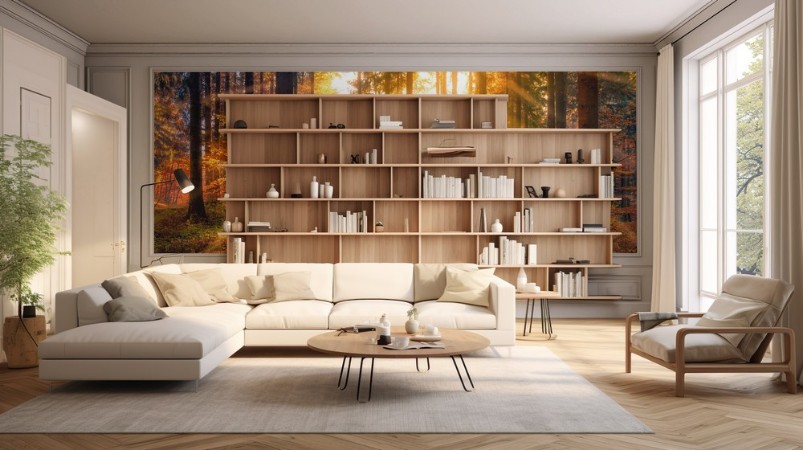 Sonnendurchfluteter Herbstwald photowallpaper Scandiwall