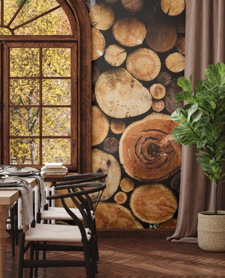 Firewood Texture photowallpaper Scandiwall