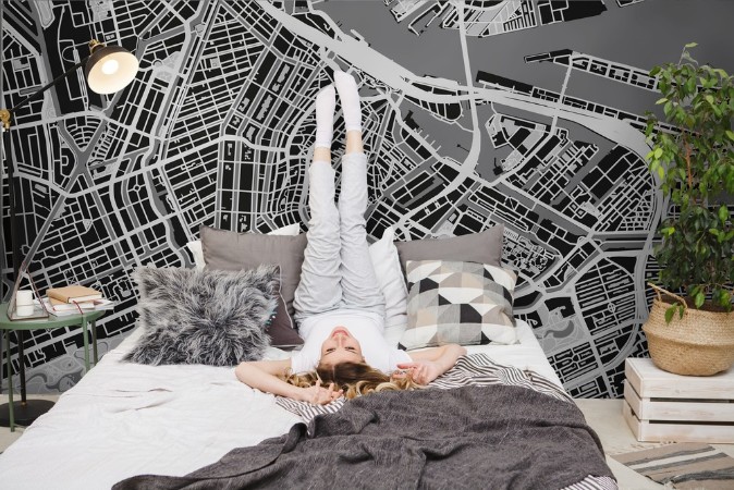 City map of Amsterdam photowallpaper Scandiwall