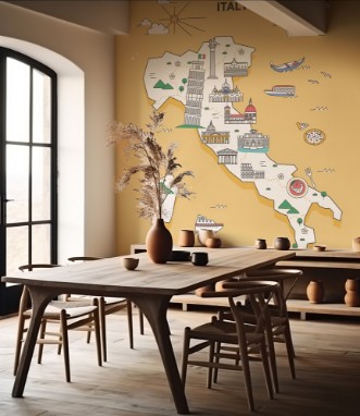 Italy Landmark Map photowallpaper Scandiwall