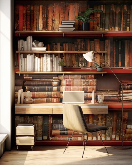 Old books on a Bookshelf photowallpaper Scandiwall