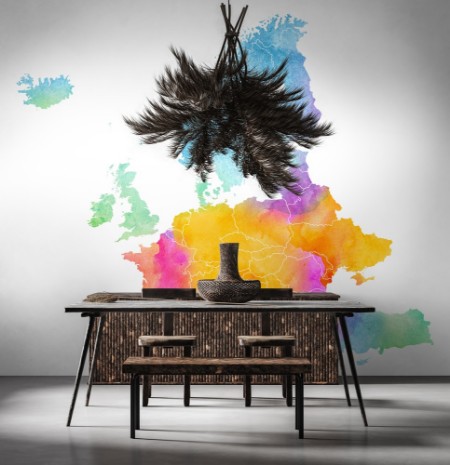 Multicolor Europe Map photowallpaper Scandiwall