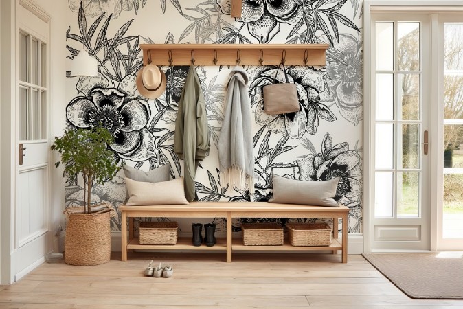 Black Peonis photowallpaper Scandiwall