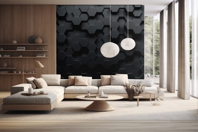Dark Hexagons photowallpaper Scandiwall