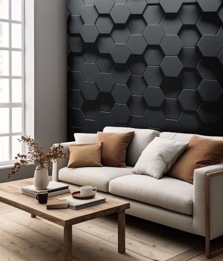 Dark Hexagons photowallpaper Scandiwall