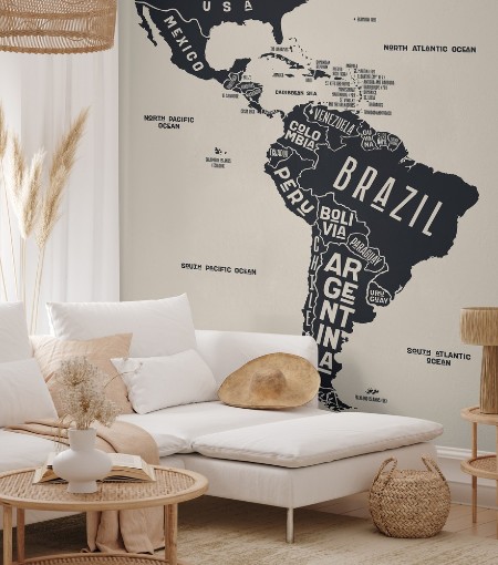 Latin America Map photowallpaper Scandiwall