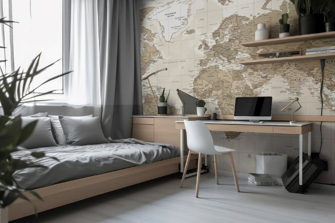 Retro World Map photowallpaper Scandiwall