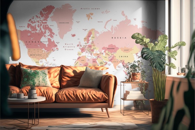 World Map Showing Country Names photowallpaper Scandiwall