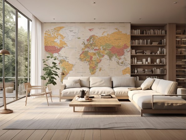 World Map and The Poles photowallpaper Scandiwall