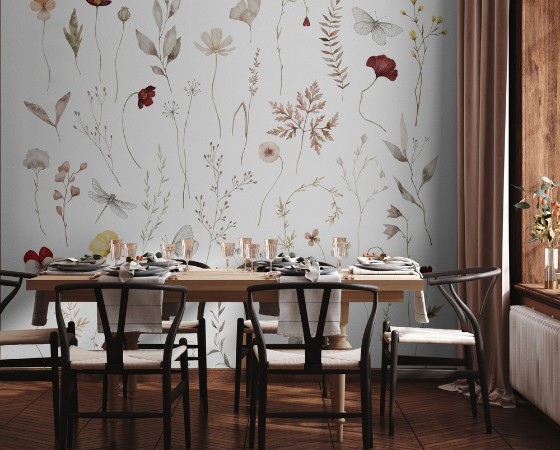 Summer's Botanical Ballet photowallpaper Scandiwall