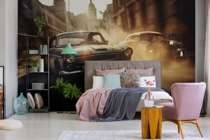 Car Chase photowallpaper Scandiwall