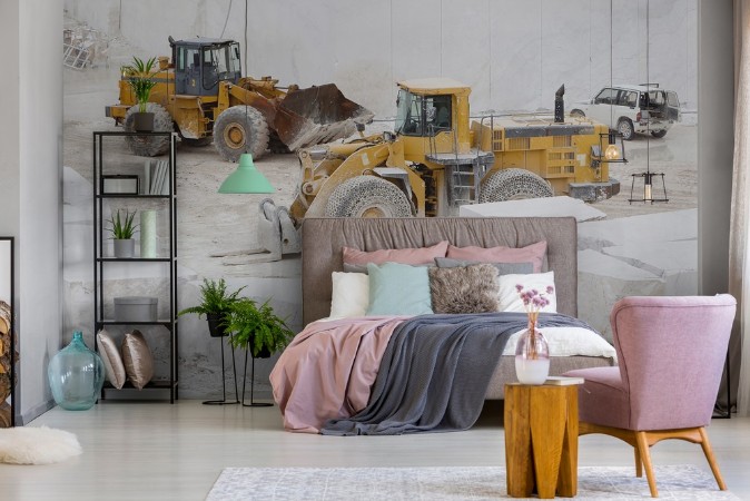 Loaders in Marble Quarry photowallpaper Scandiwall