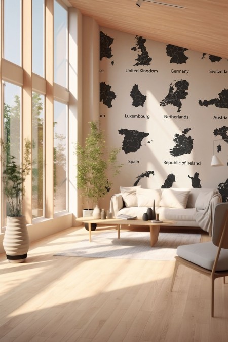 Maps of European Countries photowallpaper Scandiwall