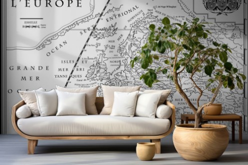 Old European map photowallpaper Scandiwall