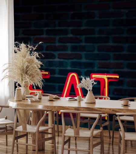 Eat in Neon photowallpaper Scandiwall