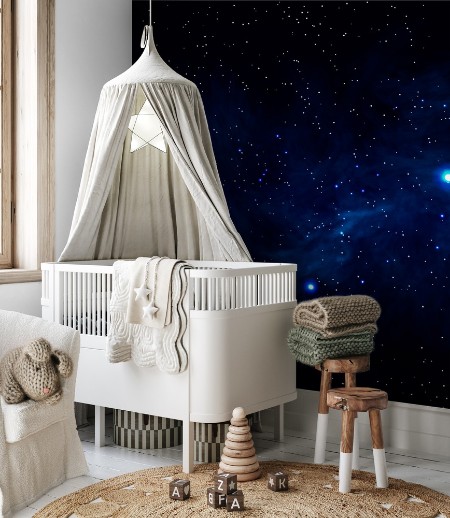 Beautiful Space with Blue Nebula photowallpaper Scandiwall