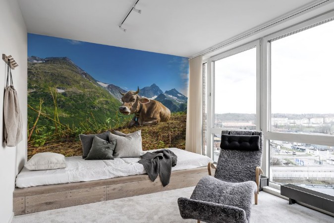 Alpine Region Cow photowallpaper Scandiwall