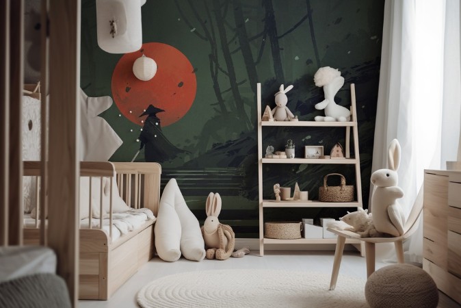 Red Moon Samurai photowallpaper Scandiwall