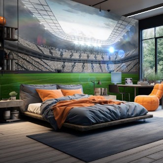 Large football stadium with lights photowallpaper Scandiwall