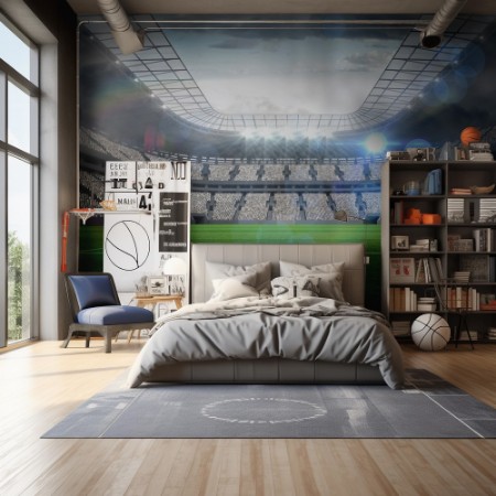 Large football stadium with lights photowallpaper Scandiwall