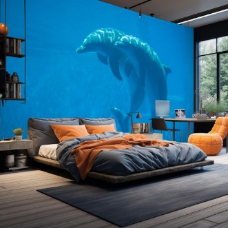 Beautiful dolhin in the water photowallpaper Scandiwall