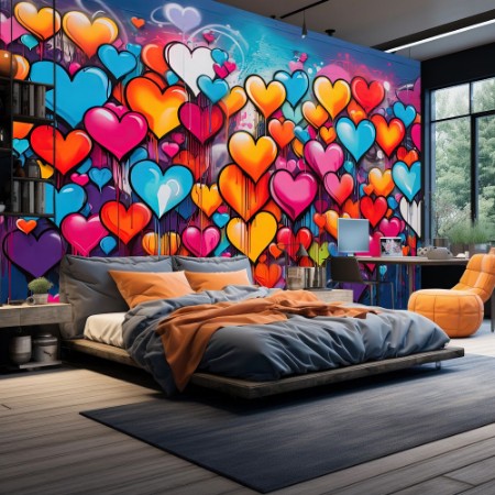 Graffiti Hearts photowallpaper Scandiwall
