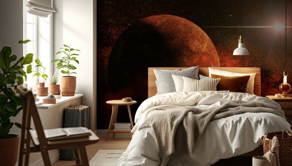 Planet Mercury the stars and the Sun photowallpaper Scandiwall