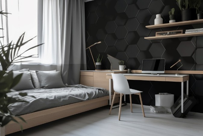 Dark hexagon wallpaper or background photowallpaper Scandiwall