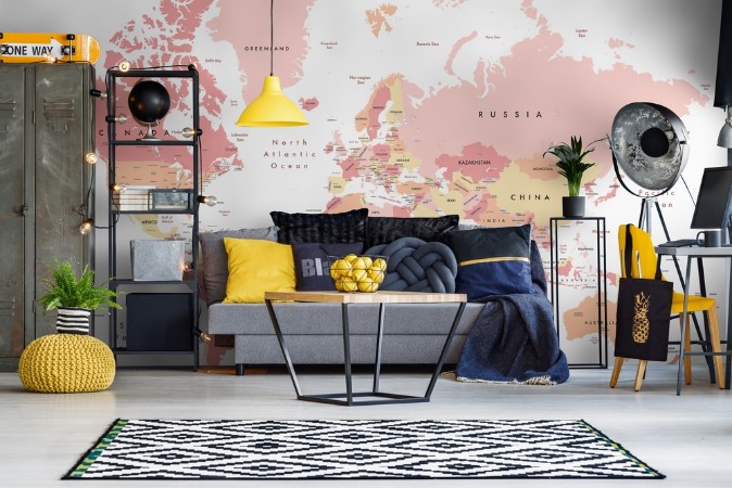 World Map Showing Country Names photowallpaper Scandiwall