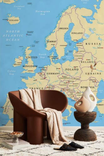 Europe Political Map photowallpaper Scandiwall