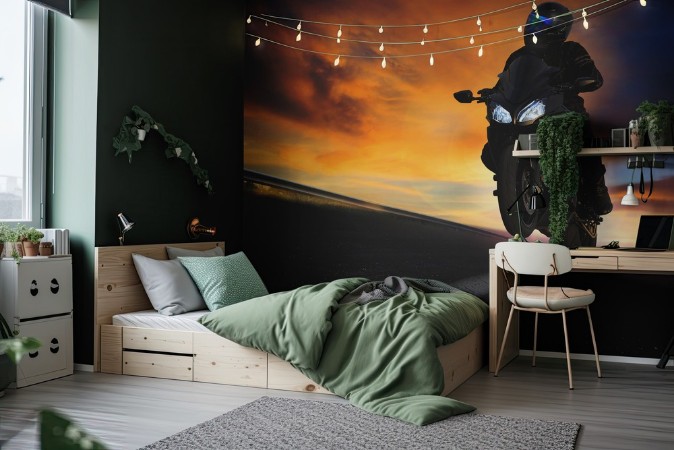 Motorcycle on Asphalt Highway photowallpaper Scandiwall