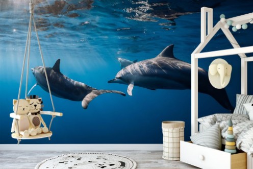 Blue sunlight photowallpaper Scandiwall